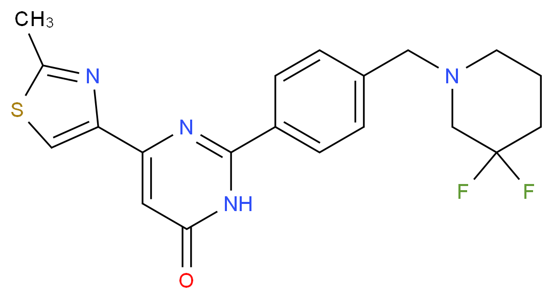 2-{4-[(3,3-difluoropiperidin-1-yl)methyl]phenyl}-6-(2-methyl-1,3-thiazol-4-yl)pyrimidin-4(3H)-one_Molecular_structure_CAS_)
