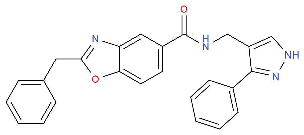 2-benzyl-N-[(3-phenyl-1H-pyrazol-4-yl)methyl]-1,3-benzoxazole-5-carboxamide_Molecular_structure_CAS_)