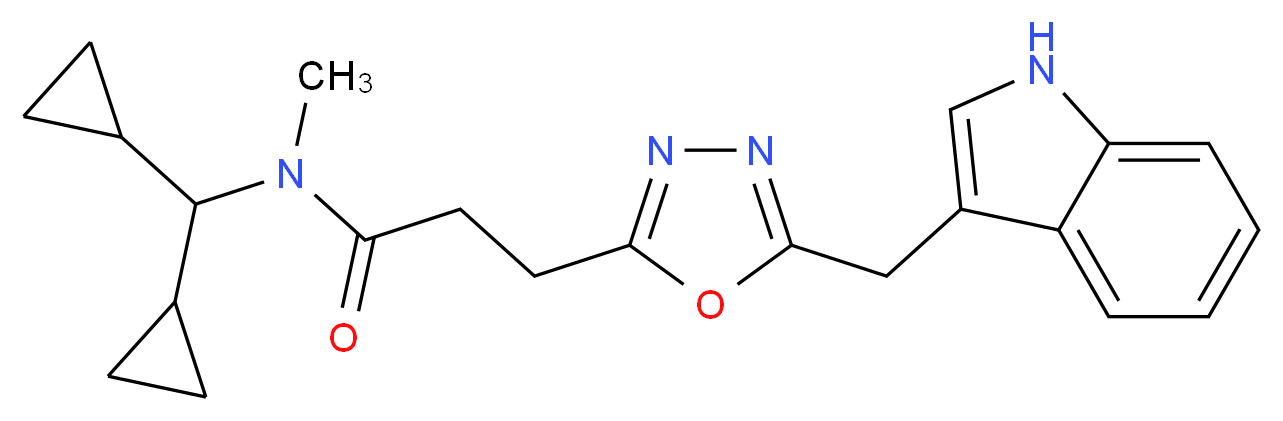 N-(dicyclopropylmethyl)-3-[5-(1H-indol-3-ylmethyl)-1,3,4-oxadiazol-2-yl]-N-methylpropanamide_Molecular_structure_CAS_)