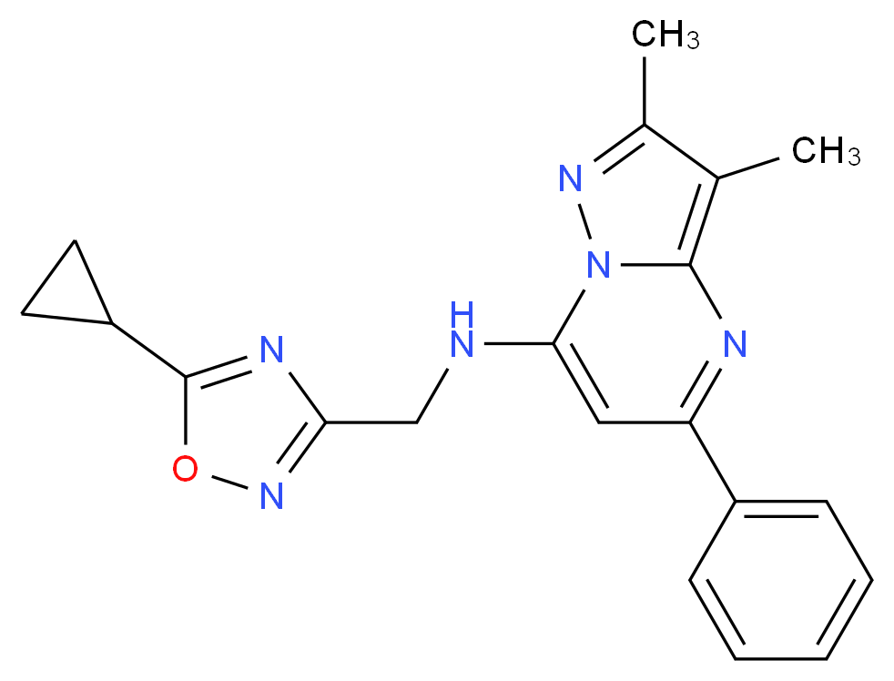 N-[(5-cyclopropyl-1,2,4-oxadiazol-3-yl)methyl]-2,3-dimethyl-5-phenylpyrazolo[1,5-a]pyrimidin-7-amine_Molecular_structure_CAS_)