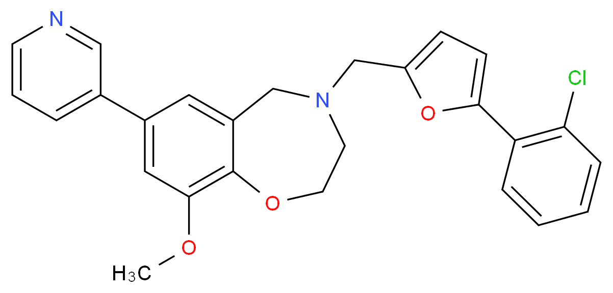 4-{[5-(2-chlorophenyl)-2-furyl]methyl}-9-methoxy-7-(3-pyridinyl)-2,3,4,5-tetrahydro-1,4-benzoxazepine_Molecular_structure_CAS_)