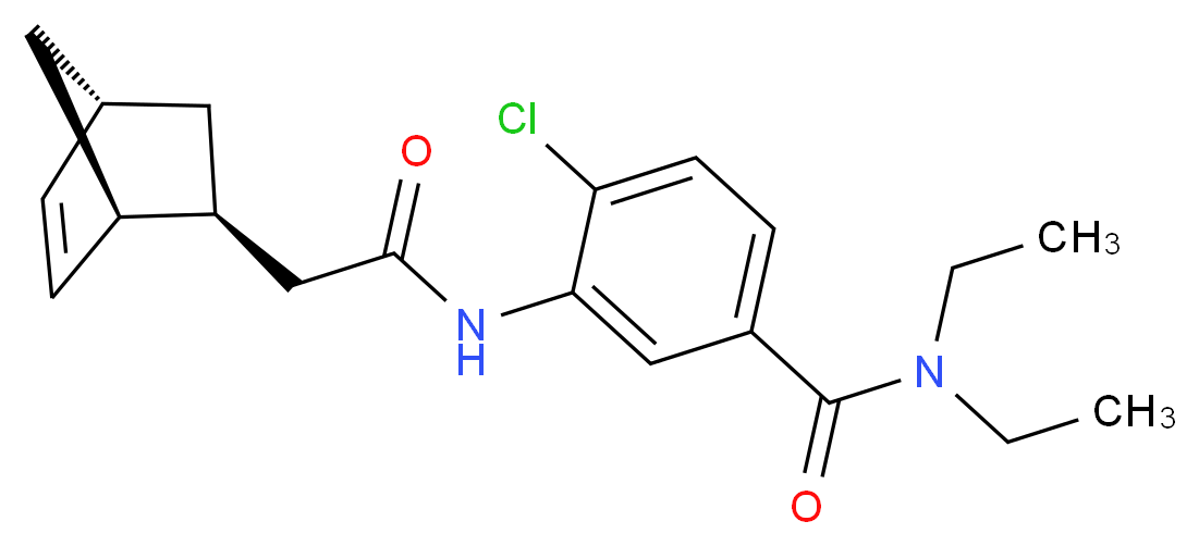 3-{[(1S*,2S*,4S*)-bicyclo[2.2.1]hept-5-en-2-ylacetyl]amino}-4-chloro-N,N-diethylbenzamide_Molecular_structure_CAS_)
