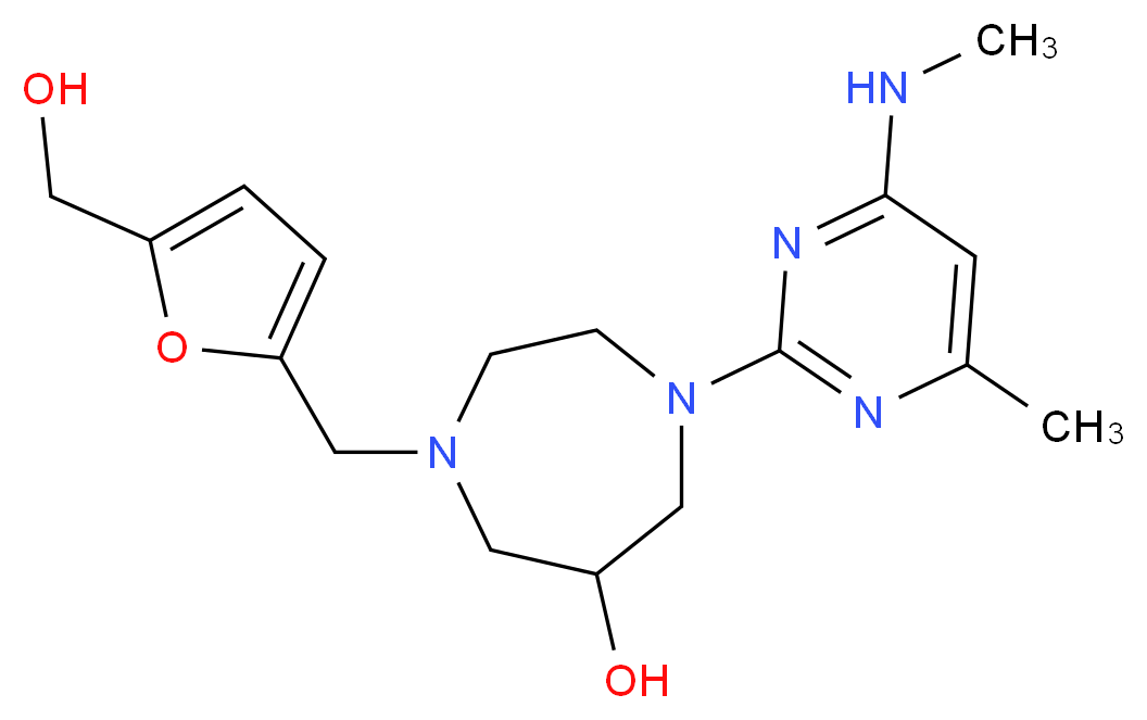 1-{[5-(hydroxymethyl)-2-furyl]methyl}-4-[4-methyl-6-(methylamino)pyrimidin-2-yl]-1,4-diazepan-6-ol_Molecular_structure_CAS_)