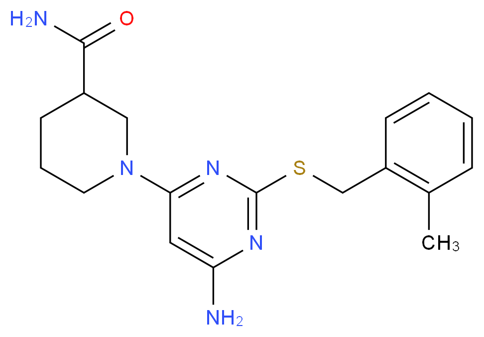 1-{6-amino-2-[(2-methylbenzyl)thio]pyrimidin-4-yl}piperidine-3-carboxamide_Molecular_structure_CAS_)
