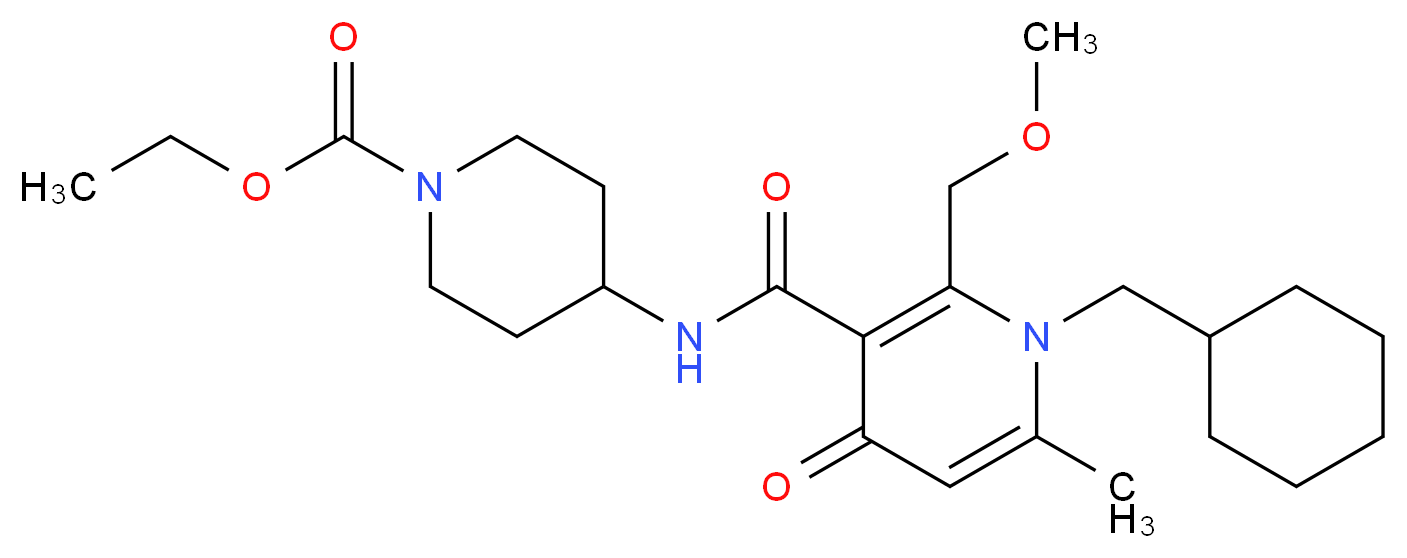 ethyl 4-({[1-(cyclohexylmethyl)-2-(methoxymethyl)-6-methyl-4-oxo-1,4-dihydro-3-pyridinyl]carbonyl}amino)-1-piperidinecarboxylate_Molecular_structure_CAS_)