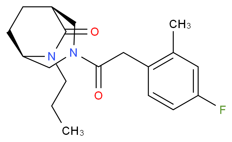 (1S*,5R*)-3-[(4-fluoro-2-methylphenyl)acetyl]-6-propyl-3,6-diazabicyclo[3.2.2]nonan-7-one_Molecular_structure_CAS_)