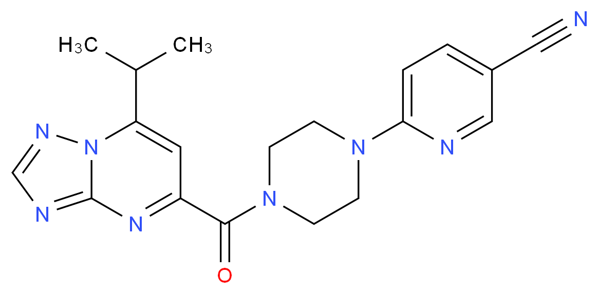 6-{4-[(7-isopropyl[1,2,4]triazolo[1,5-a]pyrimidin-5-yl)carbonyl]piperazin-1-yl}nicotinonitrile_Molecular_structure_CAS_)