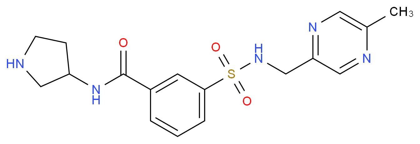 3-({[(5-methylpyrazin-2-yl)methyl]amino}sulfonyl)-N-pyrrolidin-3-ylbenzamide_Molecular_structure_CAS_)