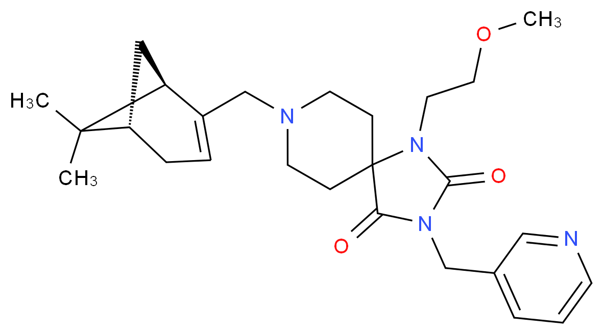 8-{[(1R,5S)-6,6-dimethylbicyclo[3.1.1]hept-2-en-2-yl]methyl}-1-(2-methoxyethyl)-3-(3-pyridinylmethyl)-1,3,8-triazaspiro[4.5]decane-2,4-dione_Molecular_structure_CAS_)