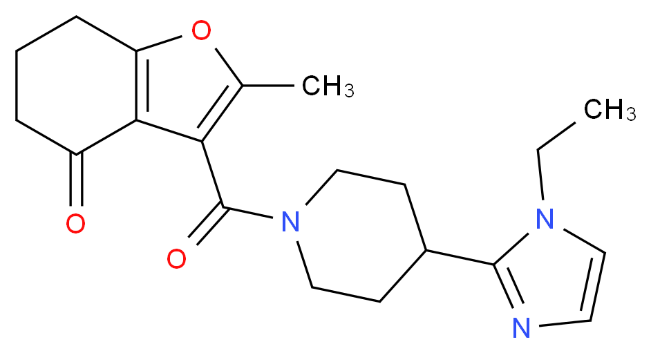 3-{[4-(1-ethyl-1H-imidazol-2-yl)piperidin-1-yl]carbonyl}-2-methyl-6,7-dihydro-1-benzofuran-4(5H)-one_Molecular_structure_CAS_)