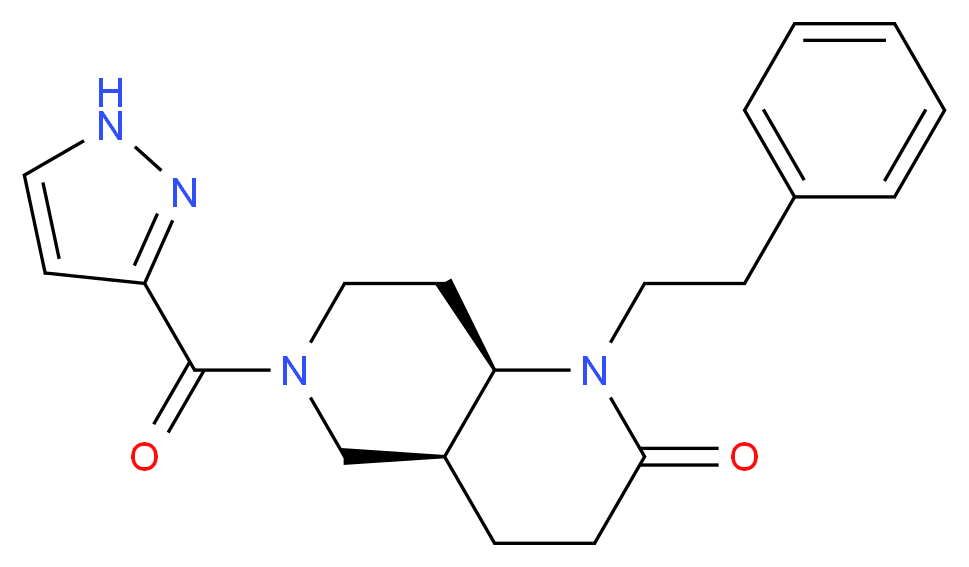 (4aS*,8aR*)-1-(2-phenylethyl)-6-(1H-pyrazol-3-ylcarbonyl)octahydro-1,6-naphthyridin-2(1H)-one_Molecular_structure_CAS_)