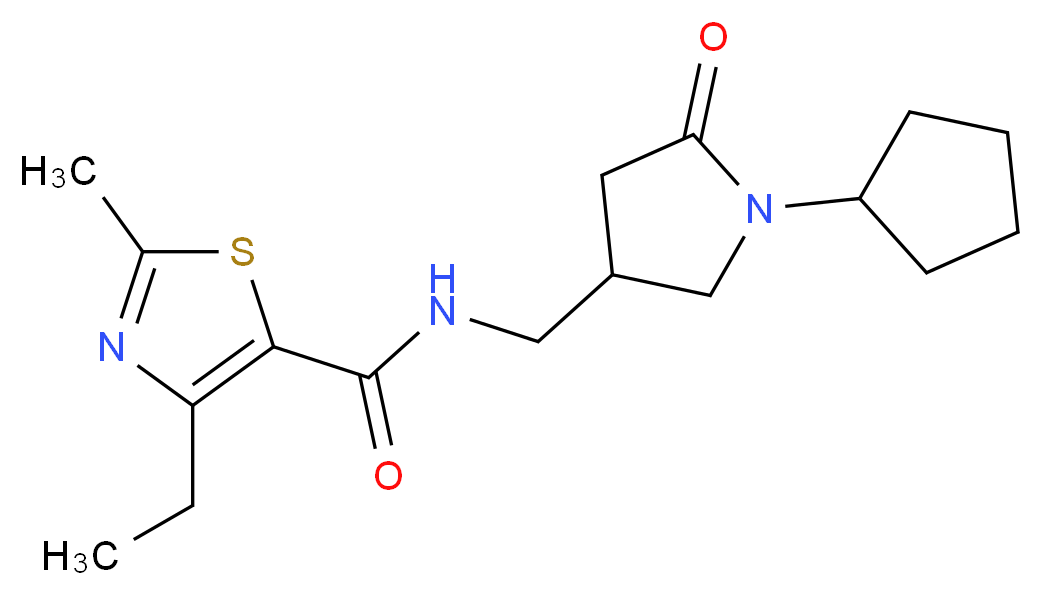 N-[(1-cyclopentyl-5-oxopyrrolidin-3-yl)methyl]-4-ethyl-2-methyl-1,3-thiazole-5-carboxamide_Molecular_structure_CAS_)