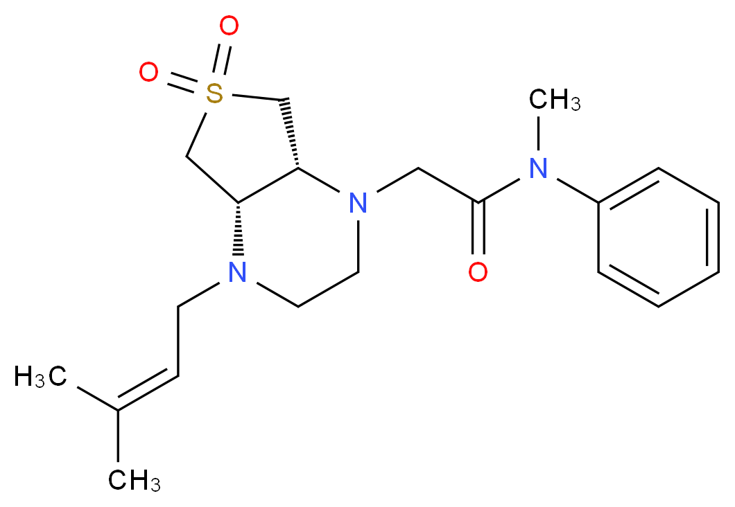N-methyl-2-[(4aS*,7aR*)-4-(3-methylbut-2-en-1-yl)-6,6-dioxidohexahydrothieno[3,4-b]pyrazin-1(2H)-yl]-N-phenylacetamide_Molecular_structure_CAS_)