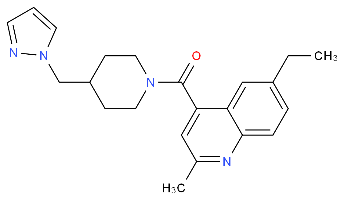 6-ethyl-2-methyl-4-{[4-(1H-pyrazol-1-ylmethyl)-1-piperidinyl]carbonyl}quinoline_Molecular_structure_CAS_)
