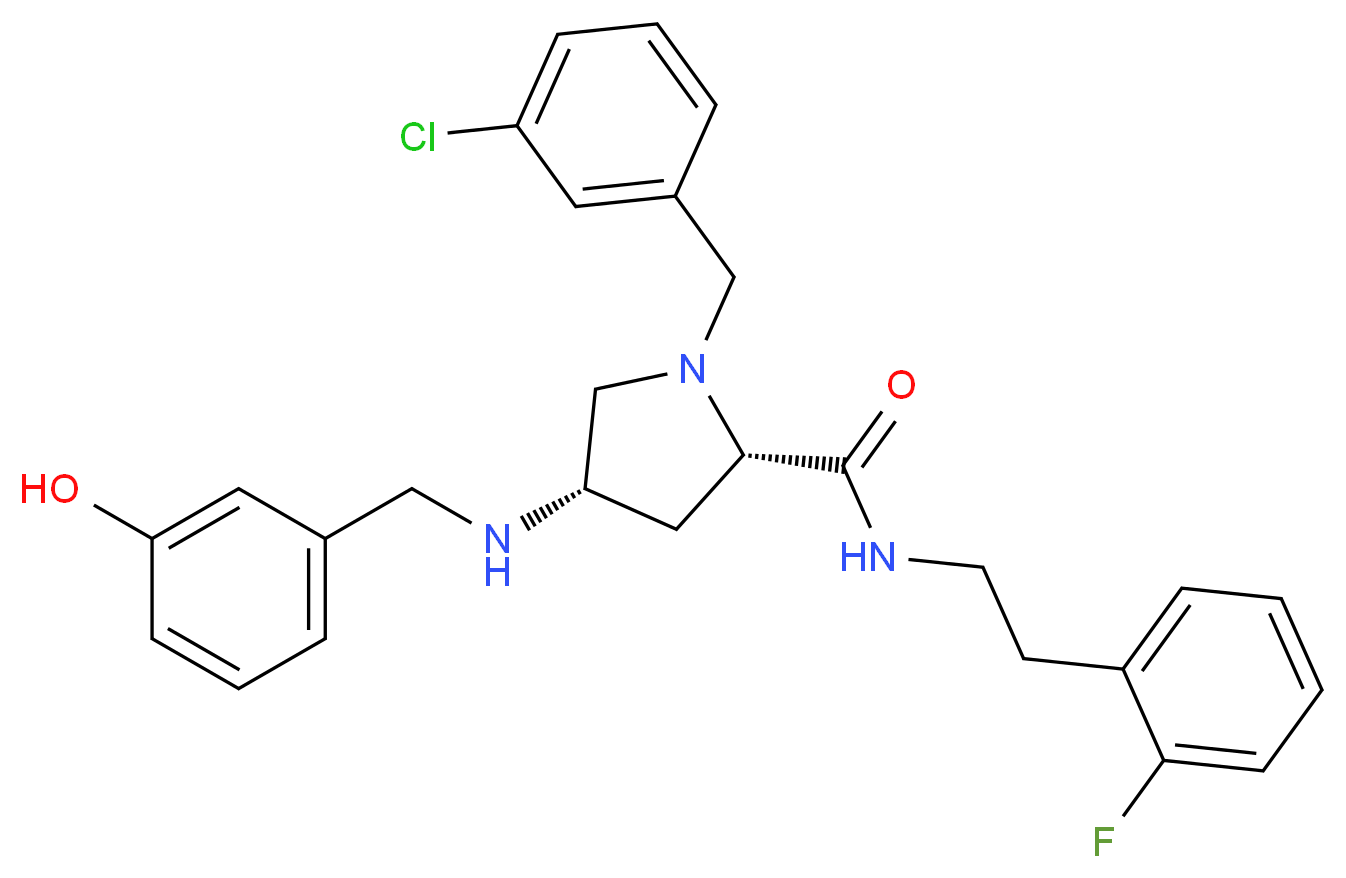 (4S)-1-(3-chlorobenzyl)-N-[2-(2-fluorophenyl)ethyl]-4-[(3-hydroxybenzyl)amino]-L-prolinamide_Molecular_structure_CAS_)