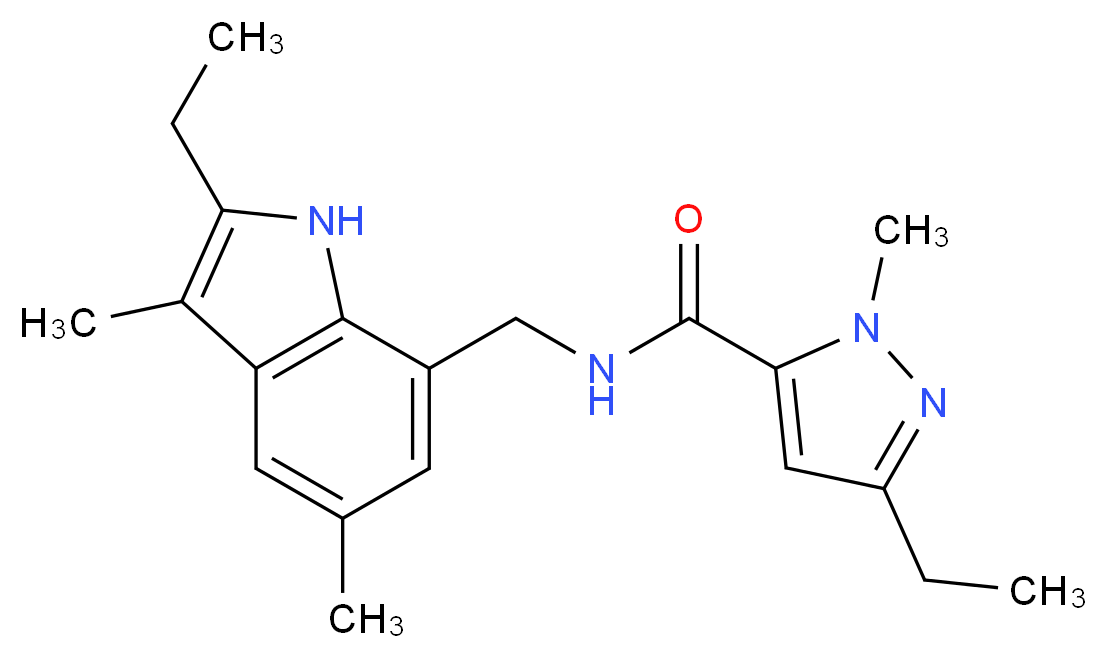 3-ethyl-N-[(2-ethyl-3,5-dimethyl-1H-indol-7-yl)methyl]-1-methyl-1H-pyrazole-5-carboxamide_Molecular_structure_CAS_)