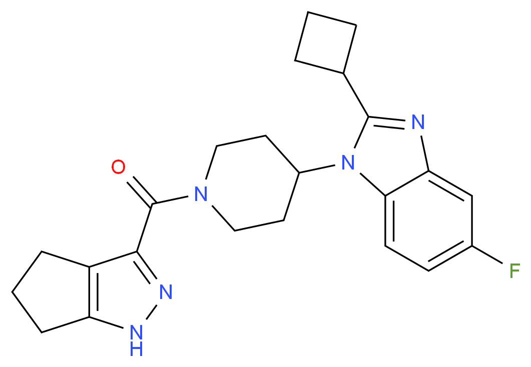 2-cyclobutyl-5-fluoro-1-[1-(1,4,5,6-tetrahydrocyclopenta[c]pyrazol-3-ylcarbonyl)-4-piperidinyl]-1H-benzimidazole_Molecular_structure_CAS_)