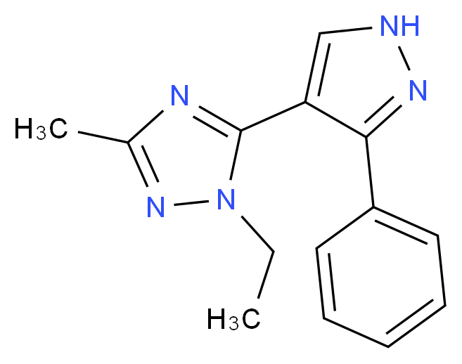 1-ethyl-3-methyl-5-(3-phenyl-1H-pyrazol-4-yl)-1H-1,2,4-triazole_Molecular_structure_CAS_)