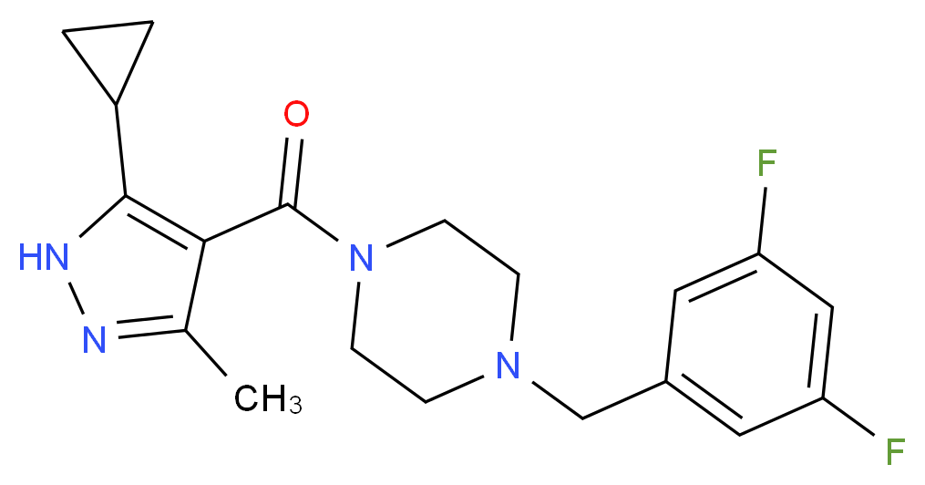 1-[(5-cyclopropyl-3-methyl-1H-pyrazol-4-yl)carbonyl]-4-(3,5-difluorobenzyl)piperazine_Molecular_structure_CAS_)