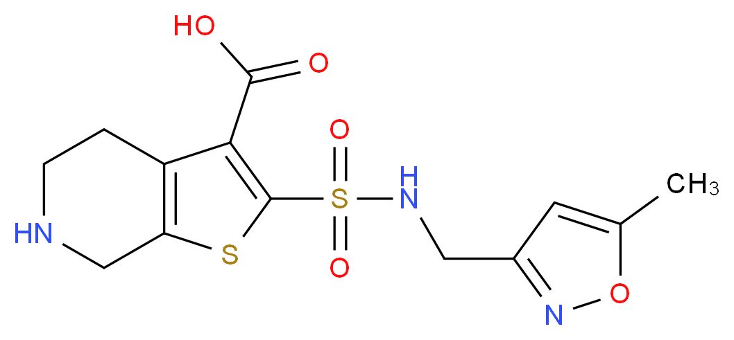 2-({[(5-methylisoxazol-3-yl)methyl]amino}sulfonyl)-4,5,6,7-tetrahydrothieno[2,3-c]pyridine-3-carboxylic acid_Molecular_structure_CAS_)