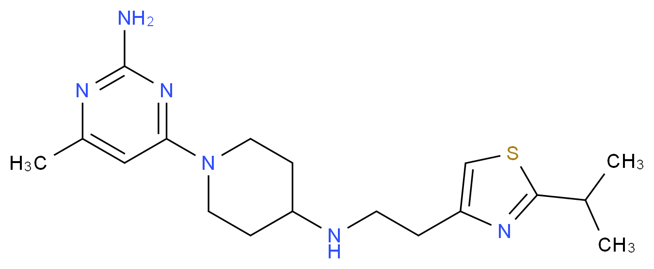 4-(4-{[2-(2-isopropyl-1,3-thiazol-4-yl)ethyl]amino}piperidin-1-yl)-6-methylpyrimidin-2-amine_Molecular_structure_CAS_)