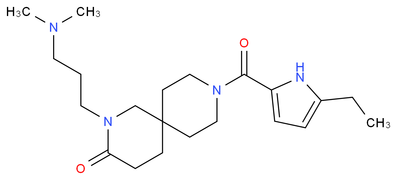 2-[3-(dimethylamino)propyl]-9-[(5-ethyl-1H-pyrrol-2-yl)carbonyl]-2,9-diazaspiro[5.5]undecan-3-one_Molecular_structure_CAS_)