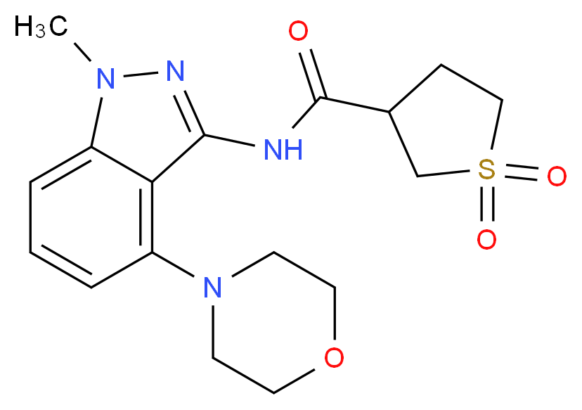 N-(1-methyl-4-morpholin-4-yl-1H-indazol-3-yl)tetrahydrothiophene-3-carboxamide 1,1-dioxide_Molecular_structure_CAS_)