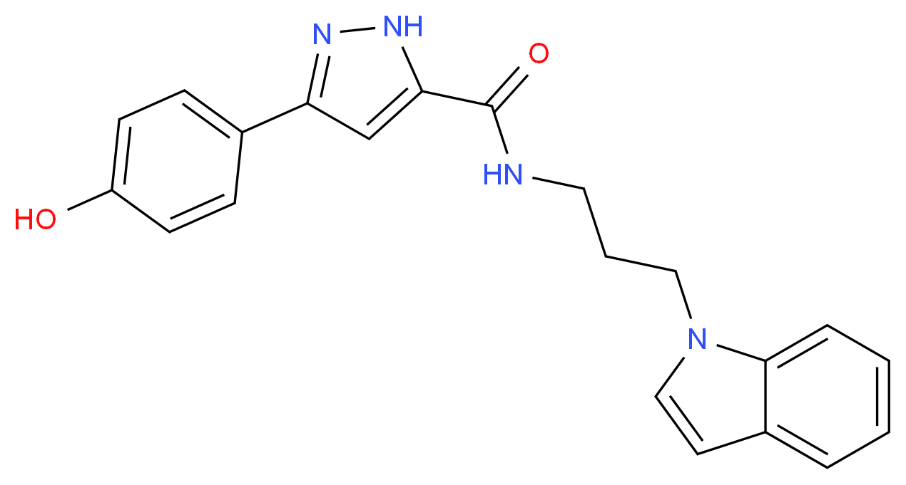 3-(4-hydroxyphenyl)-N-[3-(1H-indol-1-yl)propyl]-1H-pyrazole-5-carboxamide_Molecular_structure_CAS_)