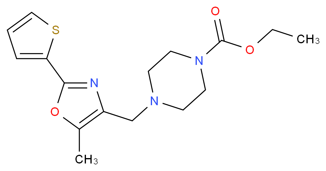 ethyl 4-{[5-methyl-2-(2-thienyl)-1,3-oxazol-4-yl]methyl}-1-piperazinecarboxylate_Molecular_structure_CAS_)
