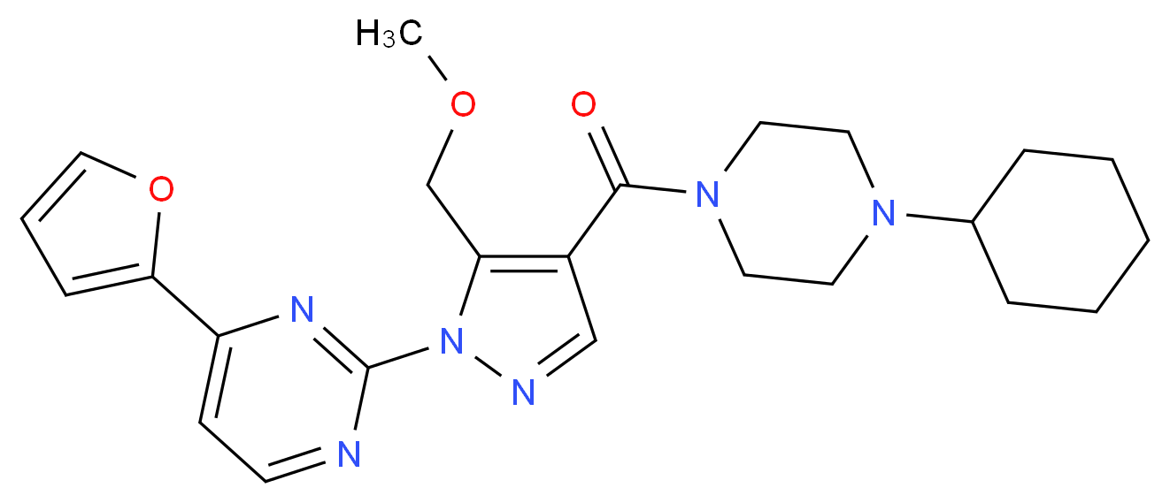 2-[4-[(4-cyclohexyl-1-piperazinyl)carbonyl]-5-(methoxymethyl)-1H-pyrazol-1-yl]-4-(2-furyl)pyrimidine_Molecular_structure_CAS_)