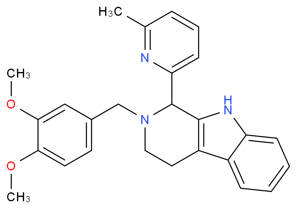 2-(3,4-dimethoxybenzyl)-1-(6-methyl-2-pyridinyl)-2,3,4,9-tetrahydro-1H-beta-carboline_Molecular_structure_CAS_)