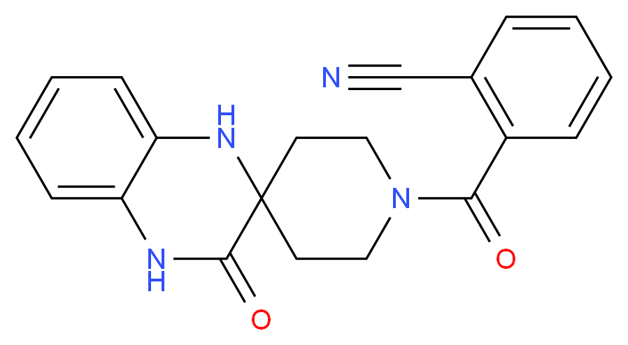 2-[(3'-oxo-3',4'-dihydro-1H,1'H-spiro[piperidine-4,2'-quinoxalin]-1-yl)carbonyl]benzonitrile_Molecular_structure_CAS_)