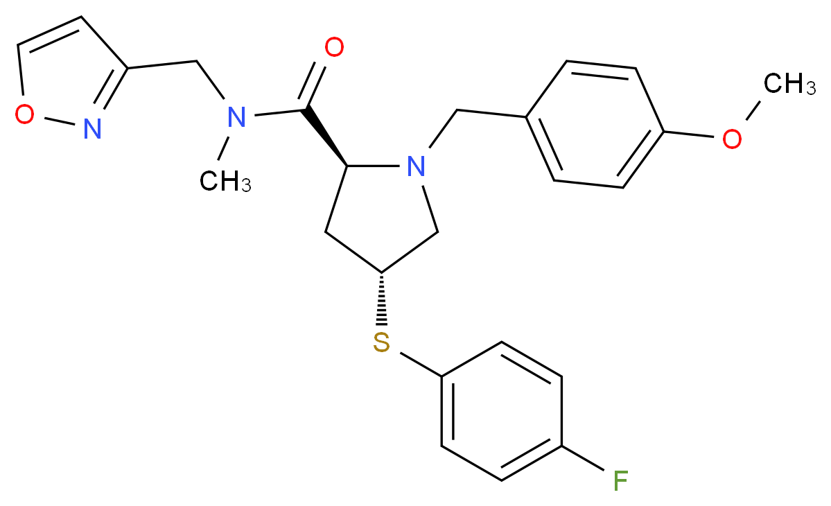 (4R)-4-[(4-fluorophenyl)thio]-N-(3-isoxazolylmethyl)-1-(4-methoxybenzyl)-N-methyl-L-prolinamide_Molecular_structure_CAS_)