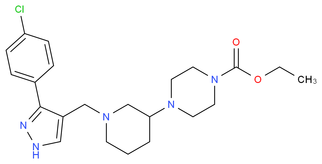 ethyl 4-(1-{[3-(4-chlorophenyl)-1H-pyrazol-4-yl]methyl}-3-piperidinyl)-1-piperazinecarboxylate_Molecular_structure_CAS_)