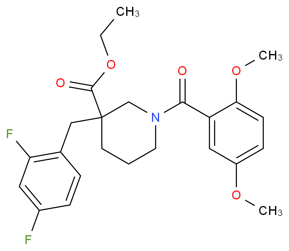 ethyl 3-(2,4-difluorobenzyl)-1-(2,5-dimethoxybenzoyl)-3-piperidinecarboxylate_Molecular_structure_CAS_)