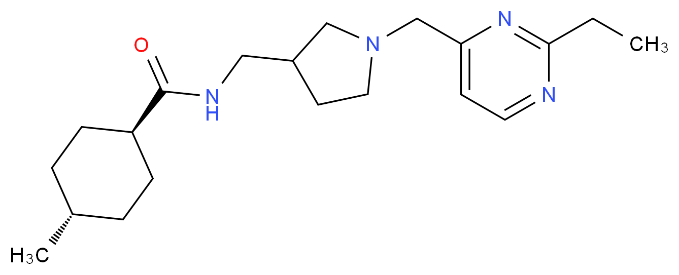 trans-N-({1-[(2-ethylpyrimidin-4-yl)methyl]pyrrolidin-3-yl}methyl)-4-methylcyclohexanecarboxamide_Molecular_structure_CAS_)