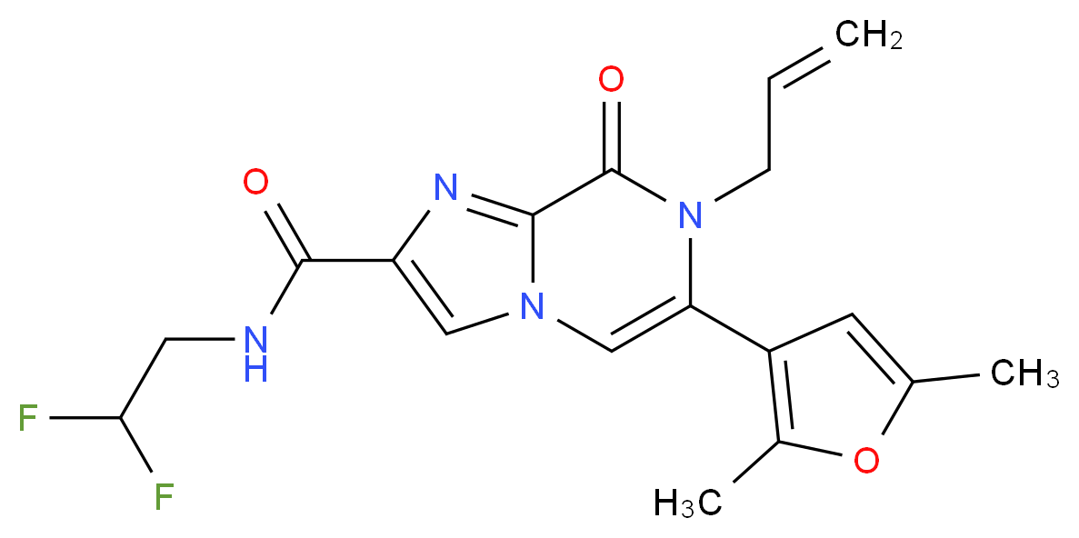 7-allyl-N-(2,2-difluoroethyl)-6-(2,5-dimethyl-3-furyl)-8-oxo-7,8-dihydroimidazo[1,2-a]pyrazine-2-carboxamide_Molecular_structure_CAS_)