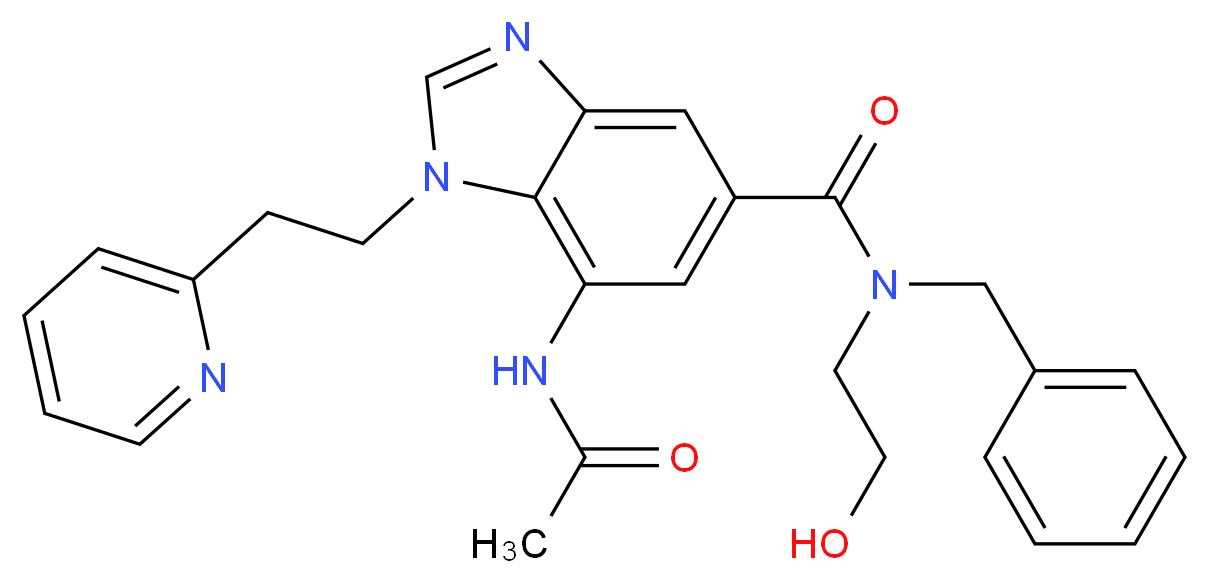 7-(acetylamino)-N-benzyl-N-(2-hydroxyethyl)-1-[2-(2-pyridinyl)ethyl]-1H-benzimidazole-5-carboxamide_Molecular_structure_CAS_)