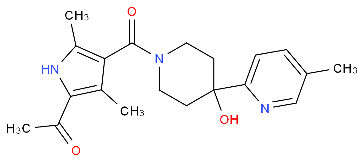 1-(4-{[4-hydroxy-4-(5-methylpyridin-2-yl)piperidin-1-yl]carbonyl}-3,5-dimethyl-1H-pyrrol-2-yl)ethanone_Molecular_structure_CAS_)