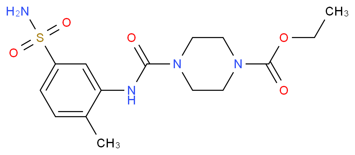 ethyl 4-({[5-(aminosulfonyl)-2-methylphenyl]amino}carbonyl)piperazine-1-carboxylate_Molecular_structure_CAS_)