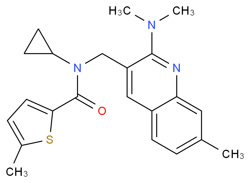 N-cyclopropyl-N-{[2-(dimethylamino)-7-methyl-3-quinolinyl]methyl}-5-methyl-2-thiophenecarboxamide_Molecular_structure_CAS_)
