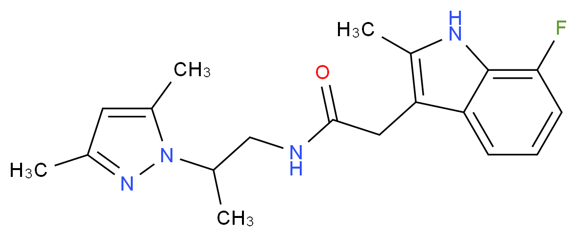 N-[2-(3,5-dimethyl-1H-pyrazol-1-yl)propyl]-2-(7-fluoro-2-methyl-1H-indol-3-yl)acetamide_Molecular_structure_CAS_)