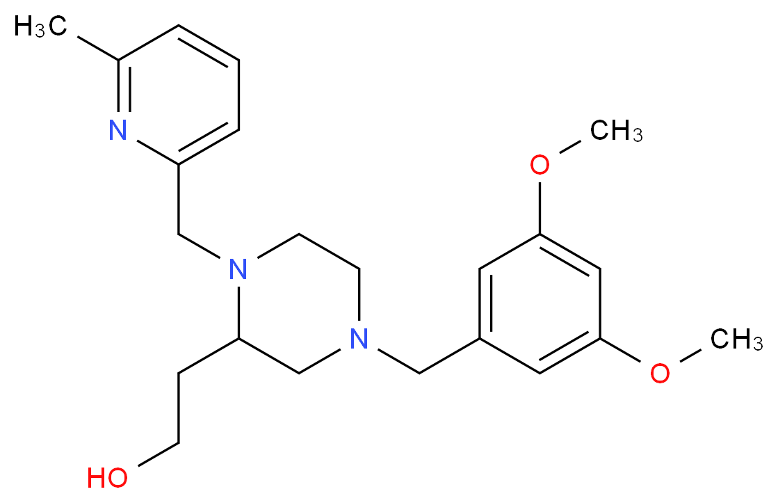 2-{4-(3,5-dimethoxybenzyl)-1-[(6-methyl-2-pyridinyl)methyl]-2-piperazinyl}ethanol_Molecular_structure_CAS_)