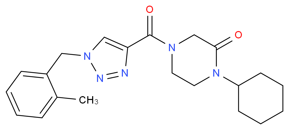 1-cyclohexyl-4-{[1-(2-methylbenzyl)-1H-1,2,3-triazol-4-yl]carbonyl}-2-piperazinone_Molecular_structure_CAS_)
