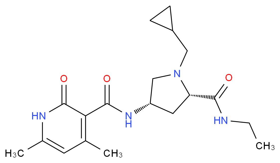 N-{(3S,5S)-1-(cyclopropylmethyl)-5-[(ethylamino)carbonyl]pyrrolidin-3-yl}-4,6-dimethyl-2-oxo-1,2-dihydropyridine-3-carboxamide (non-preferred name)_Molecular_structure_CAS_)