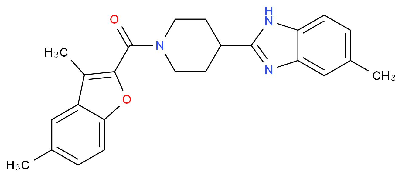 2-{1-[(3,5-dimethyl-1-benzofuran-2-yl)carbonyl]-4-piperidinyl}-5-methyl-1H-benzimidazole_Molecular_structure_CAS_)