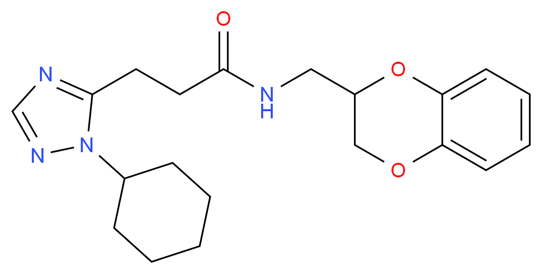 3-(1-cyclohexyl-1H-1,2,4-triazol-5-yl)-N-(2,3-dihydro-1,4-benzodioxin-2-ylmethyl)propanamide_Molecular_structure_CAS_)