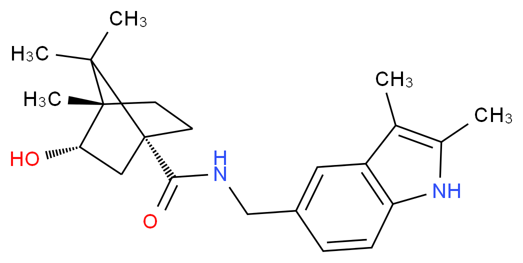 (1R*,3S*,4S*)-N-[(2,3-dimethyl-1H-indol-5-yl)methyl]-3-hydroxy-4,7,7-trimethylbicyclo[2.2.1]heptane-1-carboxamide_Molecular_structure_CAS_)