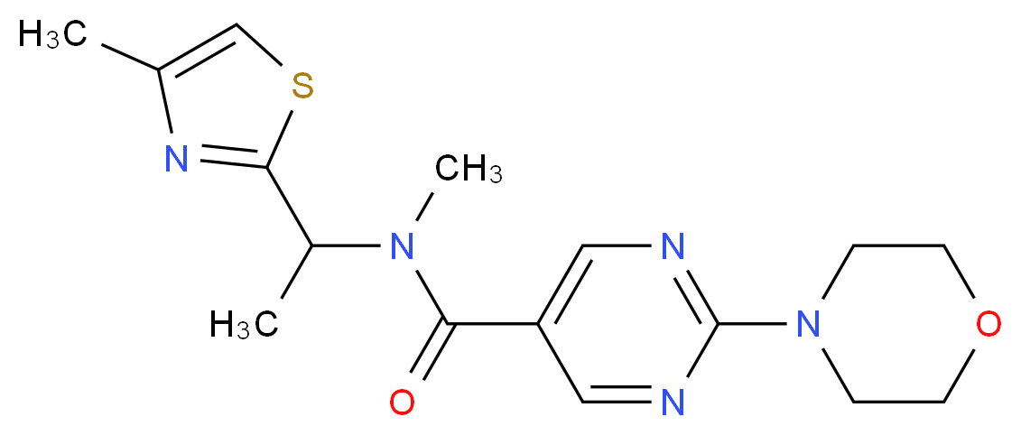 N-methyl-N-[1-(4-methyl-1,3-thiazol-2-yl)ethyl]-2-morpholin-4-ylpyrimidine-5-carboxamide_Molecular_structure_CAS_)