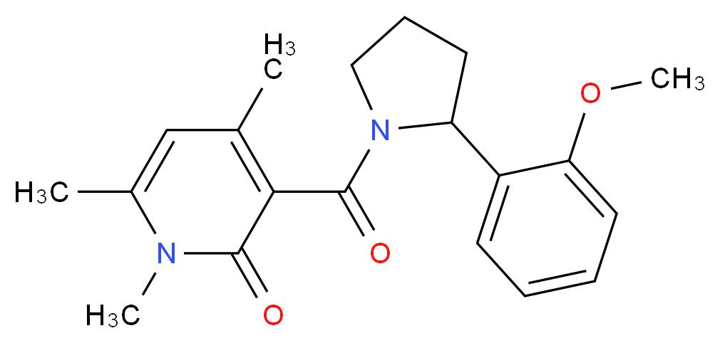 3-{[2-(2-methoxyphenyl)pyrrolidin-1-yl]carbonyl}-1,4,6-trimethylpyridin-2(1H)-one_Molecular_structure_CAS_)